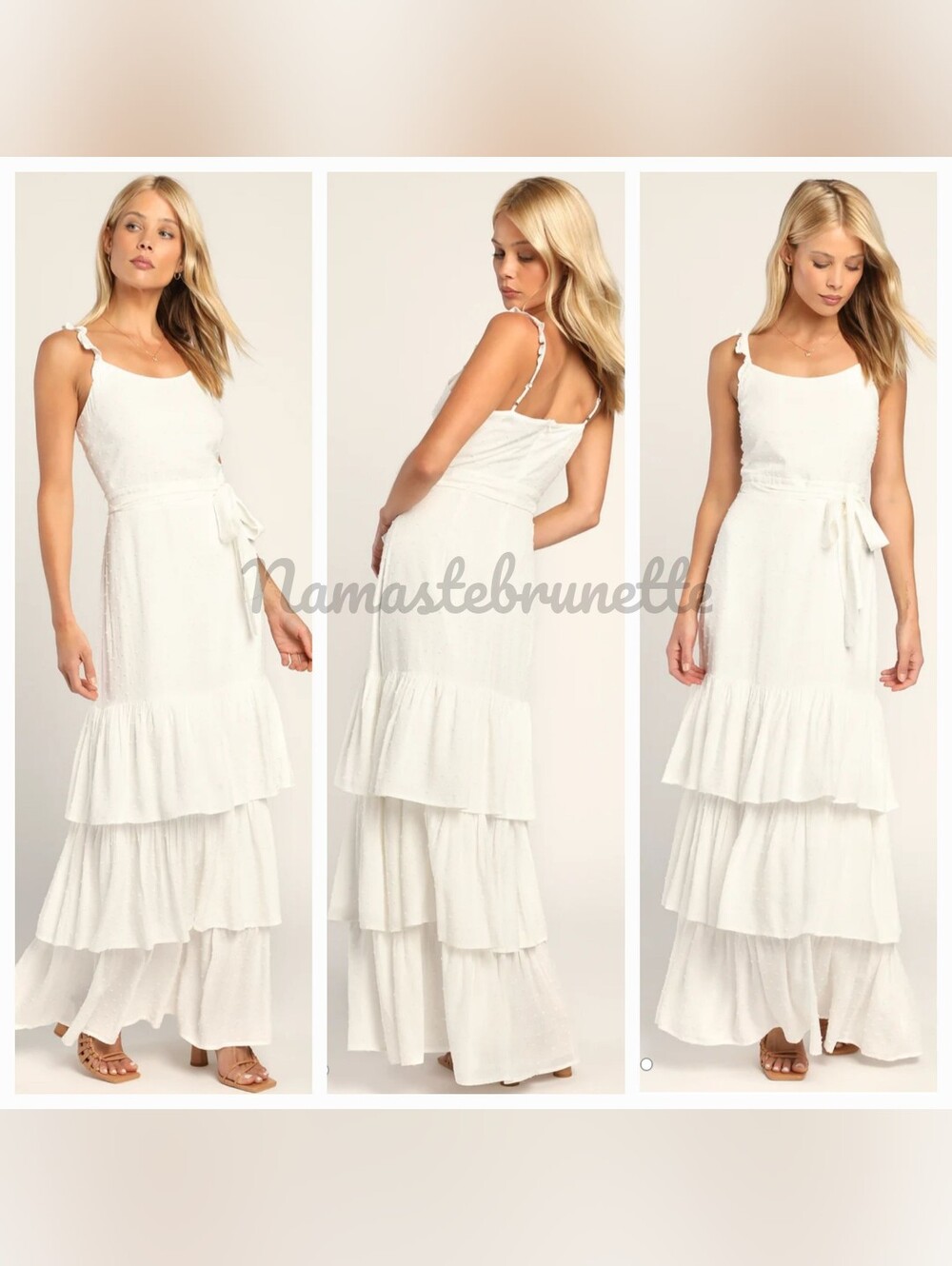 LULU'S S White Ruffled Tiered Swiss Dot Maxi Dress